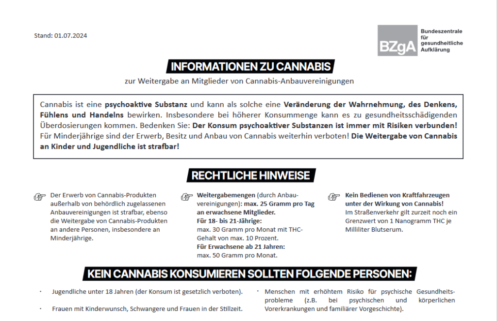 BZgA veröffentlicht Infomaterialien für Cannabis-Anbauvereinigungen